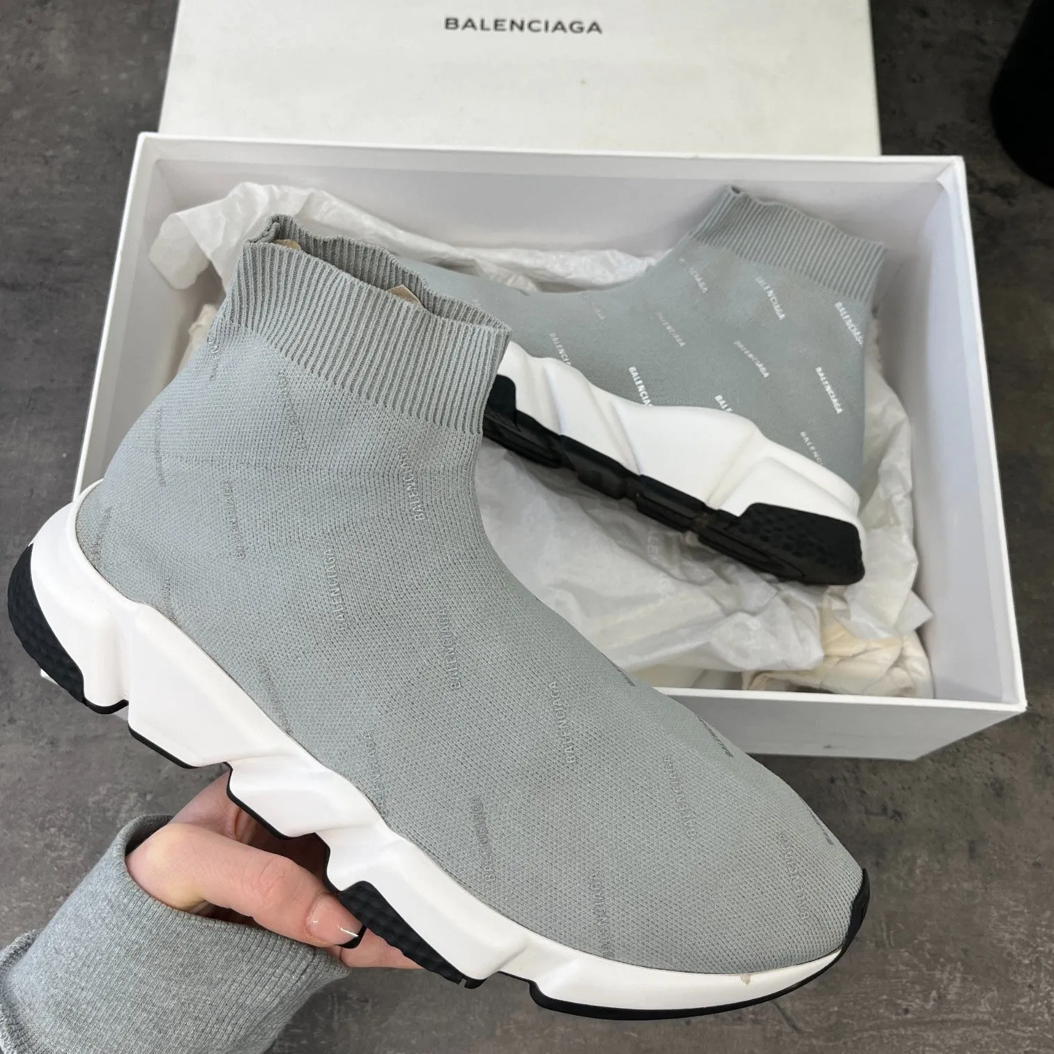 Men's Speed Sock High Trainers Grey Size EU 41 / UK 7